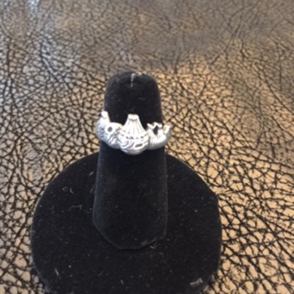 Native American Jewelry - Native American Vintage STC sterling  silver pottery ring -SZ 5-3/4